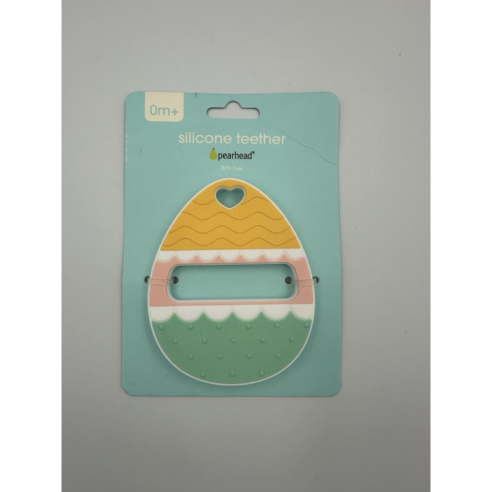 NEW PEARHEAD Silicone Teether, Egg Shaped, BPA Free Baby Teething Ring, age 0+